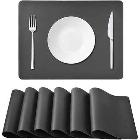 Tvättbara bordstabletter, set om 6, vattentäta och värmebeständiga i konstläder