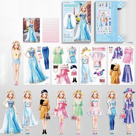 Magnetisk prinsessekjole dukke, magnetisk klesspill, leke reisesett leketøy magnetiske kleddukker og late som lek for jente, medium