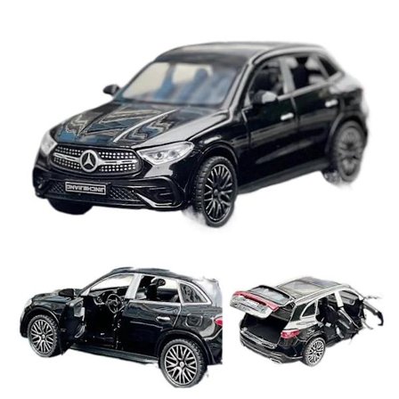 1:32 Skala Modelbil af MercedesBenz GLC400 SUV GLC Legeringsbilmodel med Lyd og Lys, Tilbagetræks Klar Model (Sort)