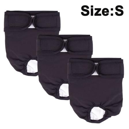 Pakke med 3 genanvendelige vaskbare hundebleer, stærkt absoREende fysiologiske hundebukser - Størrelse Sort S