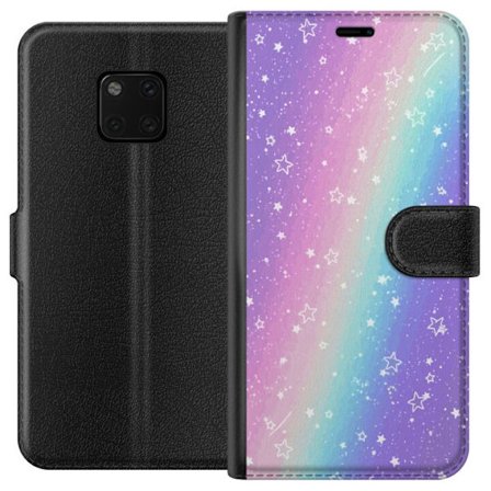 Kompatibel Tegnebogsetui til Huawei Mate 20 Pro Rainbow-farvet pastelbaggrund med hvide stjerner og glitrende prikker i blød overgang