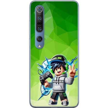 Kompatibelt Mobildeksel til Xiaomi Mi 10 Pro 5G Roblox-inspirert gamerfigur med headset, håndkontroll og energiske effekter mot grønn bakgrunn