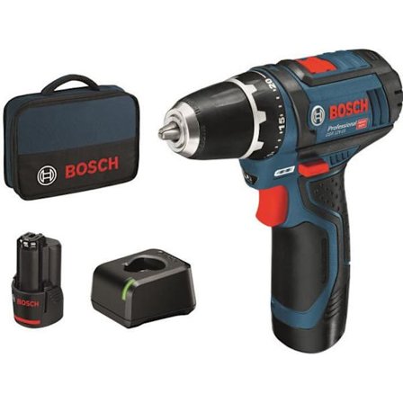 BOSCH PROFESSIONAL Trådlös skruvmejsel 12V GSR 12V-15, 2 x 2,0 Ah + laddare 1230, i påse