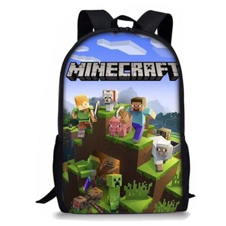 Minecraft Ryggsekk for Barn Student Skolesekker Skuldersekk D