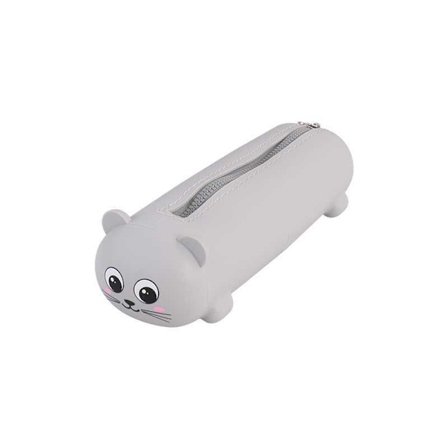 Blød silikone etui, 19,5 x 4,8 cm, penalhus, lynlås