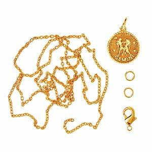 Me & My Box Gold Gemini Zodiac Pendant Set One Size - Stationery - One size - Gold - Junge - Jewelries & Jewel-case