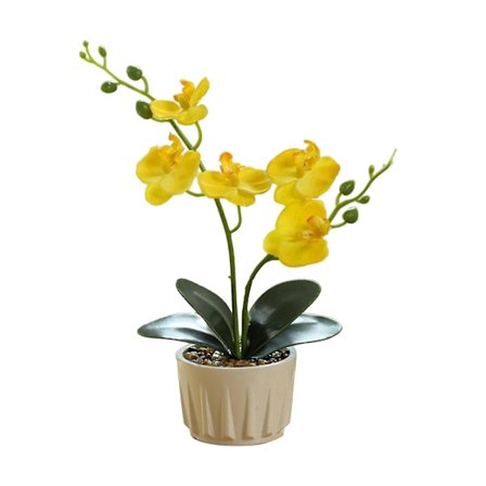Konstgjord Phalaenopsis i Kruka - Realistisk Orkidé Dekoration för Hem & Kontor - Lätt att Sköta Sidenblomma - Perfekt Present