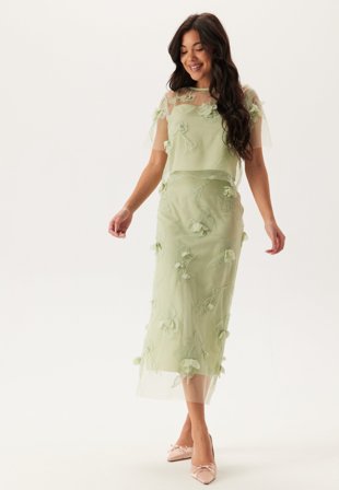 Bubbleroom Occasion-3D Floral Straight Ankle Skirt-S