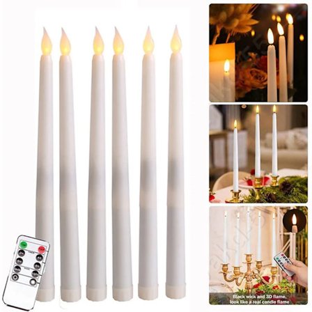 Set med 6 LED-ljus optiska vax-ljus flamlösa elektriska stick-ljus bordsljus juldekoration