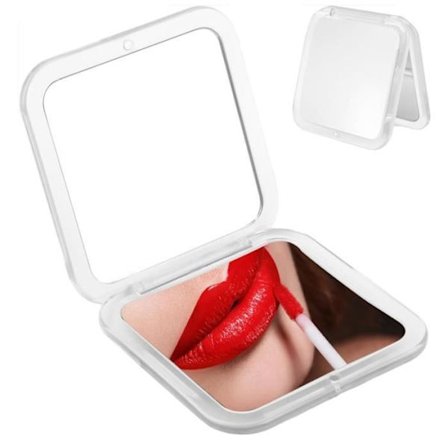 Kompakt Rejse Makeup Spejl 15X - Lille Lommespejl - Foldbart og Transportabelt - Hvid