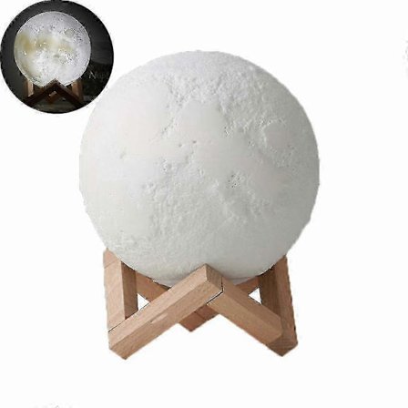 Dæmpbar berøringsaktiveret 3D Måne Gulvlampe Natlampe til Sengebord og Stue, Skaber en Hyggelig Atmosfære