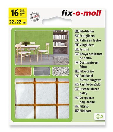 FIX-O-MOLL FILT TIL STOL&BORD 22X22MM HVIT F16STK FIX-O-MOL