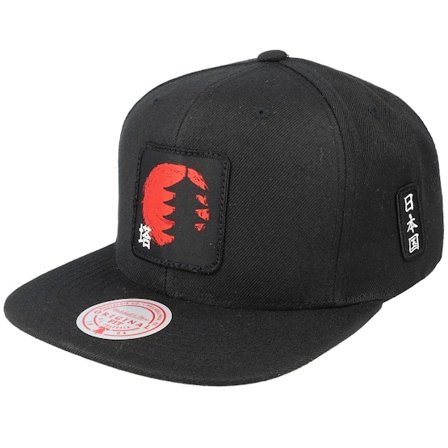Yapan - Zwart snapback Cap - Japanese Pagoda Black Snapback @ Hatstore