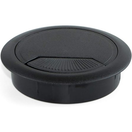 Rundt innfelt kabelgjennomføring Ø60mm for kontorbord, plast, svart, 10-pakning