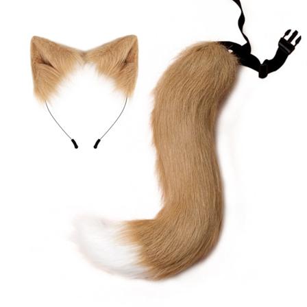 Halloween Kostume Tilbehør - Ræv Plys Hale, Dyrehale, Katteøre Hårbånd