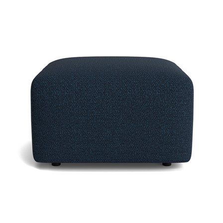 Friday puf - Raisa Mørkeblå - 70x70x44cm - Slidstærk polyester puf - Firkantet skammel med massive træben - Mørkeblå fodskammel til stue & soveværelse