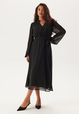 Happy Holly - Dotted Button Dress - Black