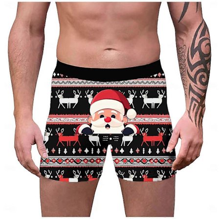 Juleundertøy for menn, Juleundertøy, Stramt undertøy, Motivundertøy, Julemotivundertøy, Julegaver, Gave til menn, Svart.