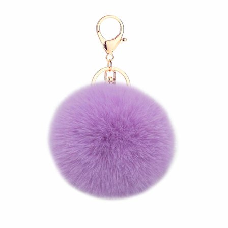 Nyckelring fluffig nyckelring bollar grå fluffig