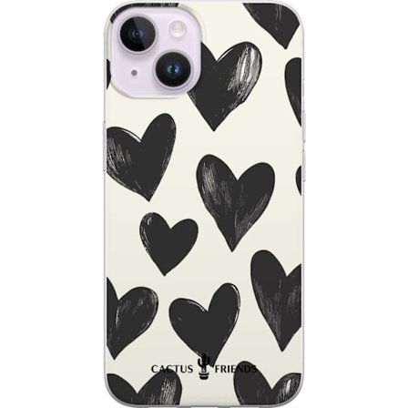 Kompatibelt Mobildeksel til Apple Apple iPhone 15 Cactus and Friends - Bold Black Love Pattern