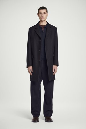 COS Men's Merino Wool Zip-Up Polo Shirt in Blue