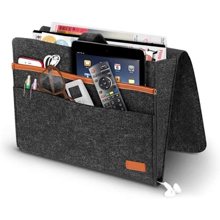 Sängyn vieressä oleva huopainen säilytyslaukku taskuilla, käytännöllinen sohvan sängyn työpöydän järjestäjä ripustaminen puhelimelle, lehdille, 