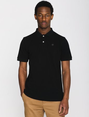 Knowledge Cotton Apparel Badge Polo - Black - S