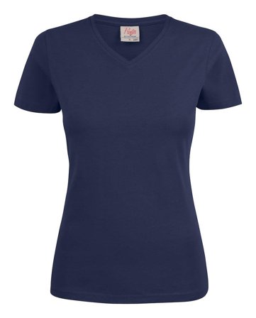Printer Heavy V-neck Lady T-shirt Søværn Marine blå, Tøj