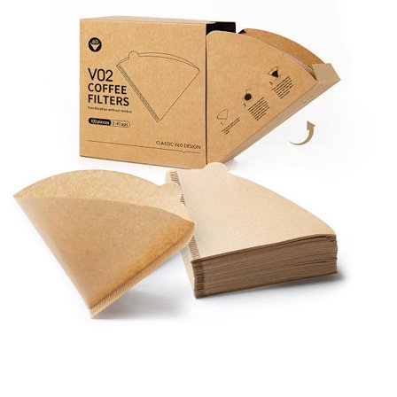 V60 Kaffefilter Naturliga Oblekta | Konformade Pappersfilter för Häll-över & Droppkaffebryggare | 2-4 Koppar (100st)