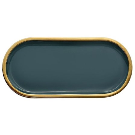 Sort Hvid Marmor Opbevaringsbakke Europa Mad Frugt Morgenmad Oval Plade Smykkebakke Dessert Fad Dekoration