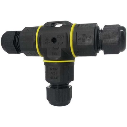 Sett med 2 vanntette T-koblinger, IP68, maksimalt tverrsnitt på 1,5 mm²