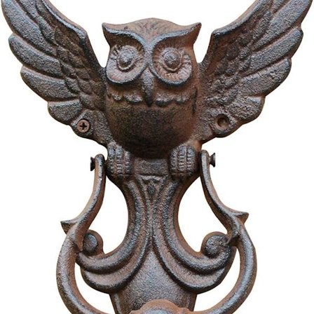 Ugle dørhammer, vintage støbejerns dørhammer, dørhåndtag, ugle mønster, antik stil, støbt