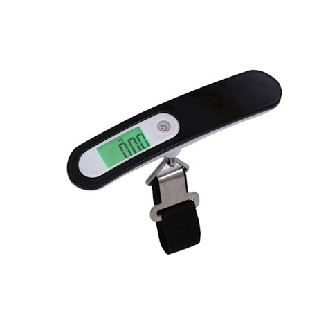 Bärbar digital bagagevåg med tareringsfunktion, 110 lb/50 kg kapacitet, svart