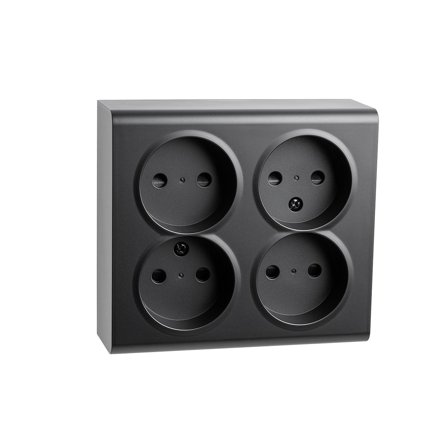 SG Stikkontakt Påvegg 4-veis u/j Sort