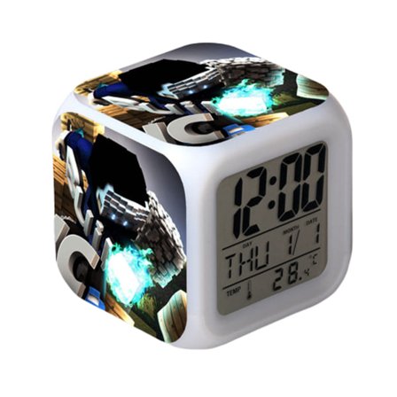 Wekity Anime Vækkeur One Piece LED Firkantet Ur Digital Vækkeur med Tid, Temperatur, Alarm, Dato