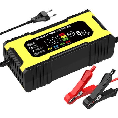 Batterioplader - 12V 6A Hurtigoplader Automatisk Smart Puls Reparation Agm/Gel