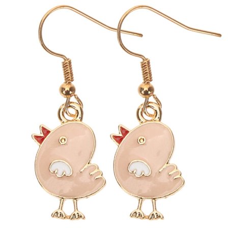 Par af kylling vedhæng øreringe påske øreringe påskeferie gaver til kvinder teenagepiger (3,8X1,5 cm, lyserød)