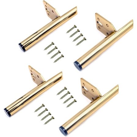 4 delar järnmöbelben, 13 cm / 5,12 tum DIY-bordsben i metall, möbelstödben, levereras med 16 skruvar (guld)