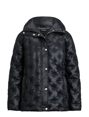 Logo Quilted Funnelneck Puffer Coat Black Lauren Ralph Lauren