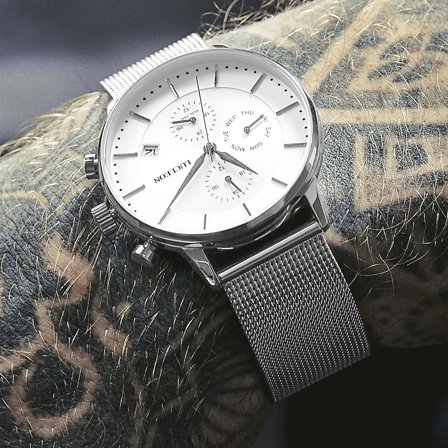 Ternion | Silver-tone and White Stainless Steel Dual-time Watch for Men - Wrist watches
