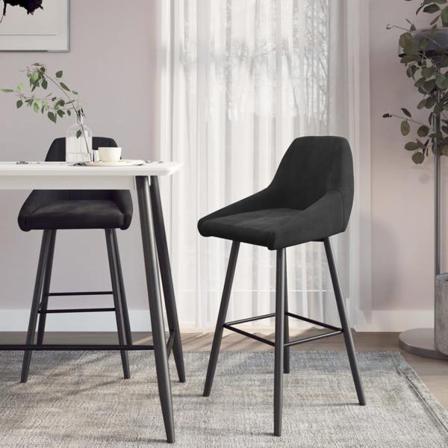 Vidaxl Barstolar 2 St Svart Sammet Svart