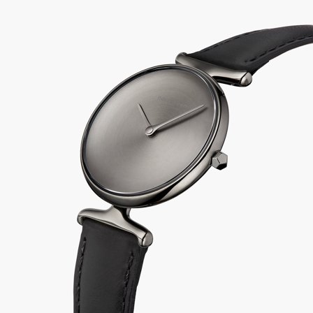 Nordgreen Best Women's Slim Designer Watch - Silver Case - Brushed Metal Dial - 32mm Black Leather Strap White Dial Unika