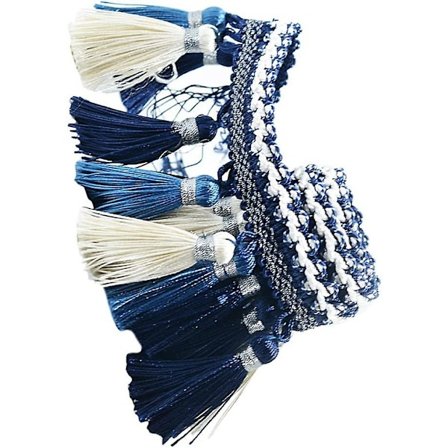 1 meter gardin sytråd kvast frynser bånd tilbehør hjemmedekorasjon, blå+hvit