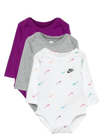Nkg 3Pk Long Slv Bodysuit Bodies Long-sleeved Multi/mönstrad Nike