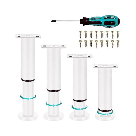 4 stk. Opgraderede Justerbare Møbelben i Metal 12-18 cm, udskiftningsben til seng, sofa, skab, divan, kommode, bord A