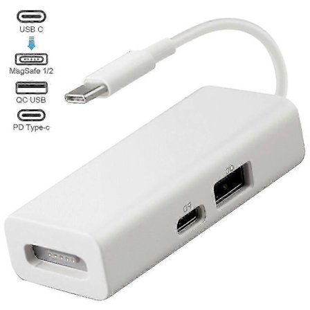 USB-C 3-i-1 MagSafe-adapter Type C til MagSafe 1/2-konverter for bærbare datamaskiner
