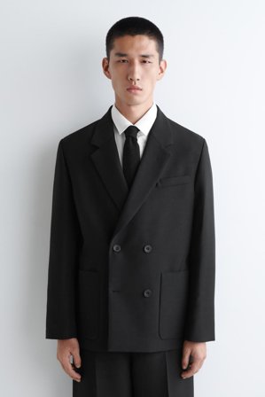 COS Men's Sparkly Knitted Merino Wool Tie in Black