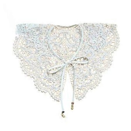 Avtagbar Krage Fuskkrage Broderad Krage Dickey Krage Tröjkrage Falsk Krage Dam Spetskrage för Kvinnor (Guldvit)