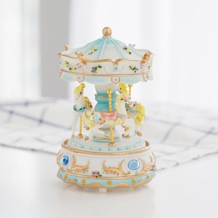Spilledåse Karruselhest Farverige Lys Enhjørning Musikalsk Karrusel. blå