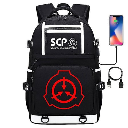 Scp Special Containment Procedures Foundation USB Ryggsekk - Lysende Student Skolesekk - Student Skolesekk For Reise